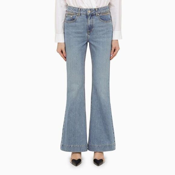 Stella Mccartney Falabella Mid Vintage Blue Wide Leg Jeans Women - Picture 1 of 5